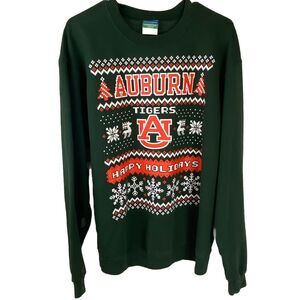 Auburn Tigers Champion Happy Holidays Sweatshirt Size Large Green